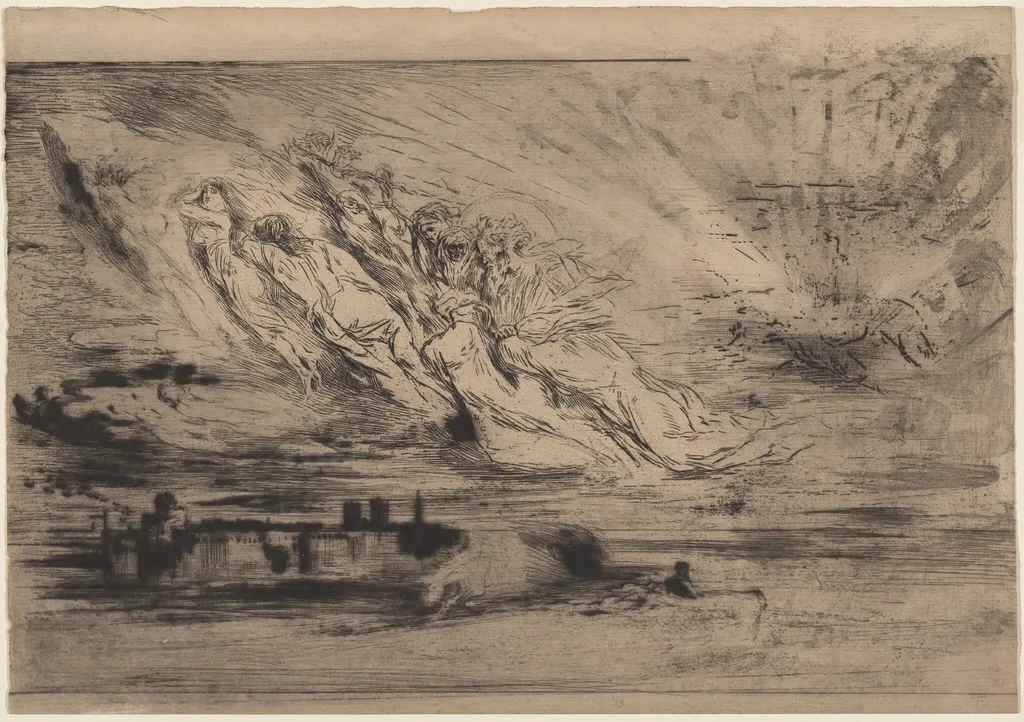 Les Esprits des Villes-Mortes (Spirits from the Cities of the Dead), by Félix-Hilaire Buhot, ink, 1885