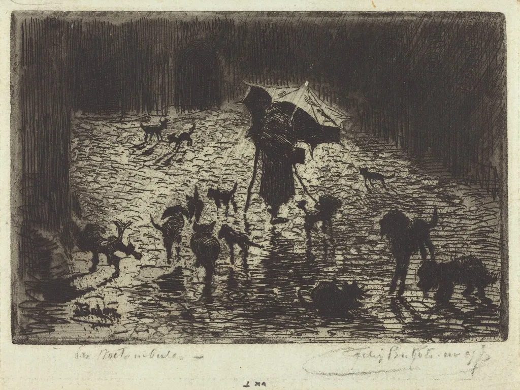 Les Noctambules (The Night Prowlers), by Félix-Hilaire Buhot, ink, 1876