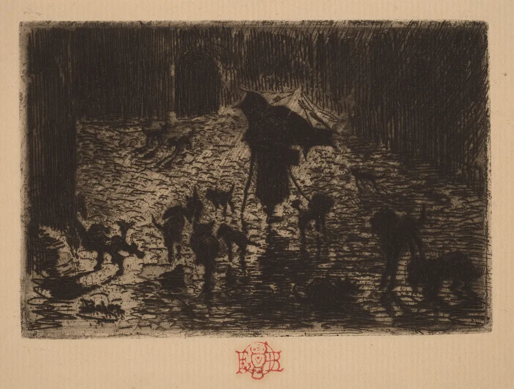 Les Noctambules (The Night Prowlers), by Félix-Hilaire Buhot, ink, 1876