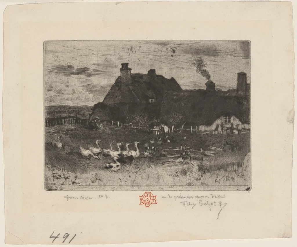 Les Petites Chaumières, by Félix-Hilaire Buhot, ink, 1878