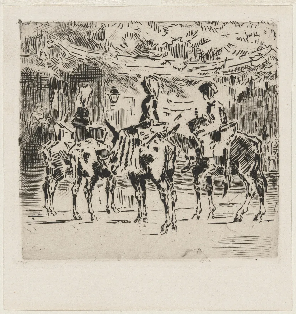 Les Petits Anes de Luchon, by Félix-Hilaire Buhot, ink, 1873