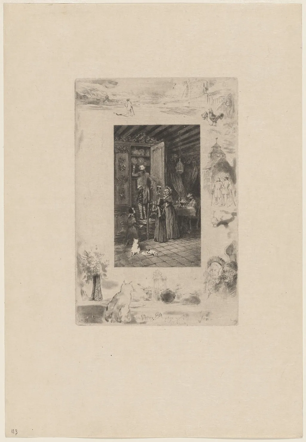 Les Vieux, by Félix-Hilaire Buhot, ink, 1879