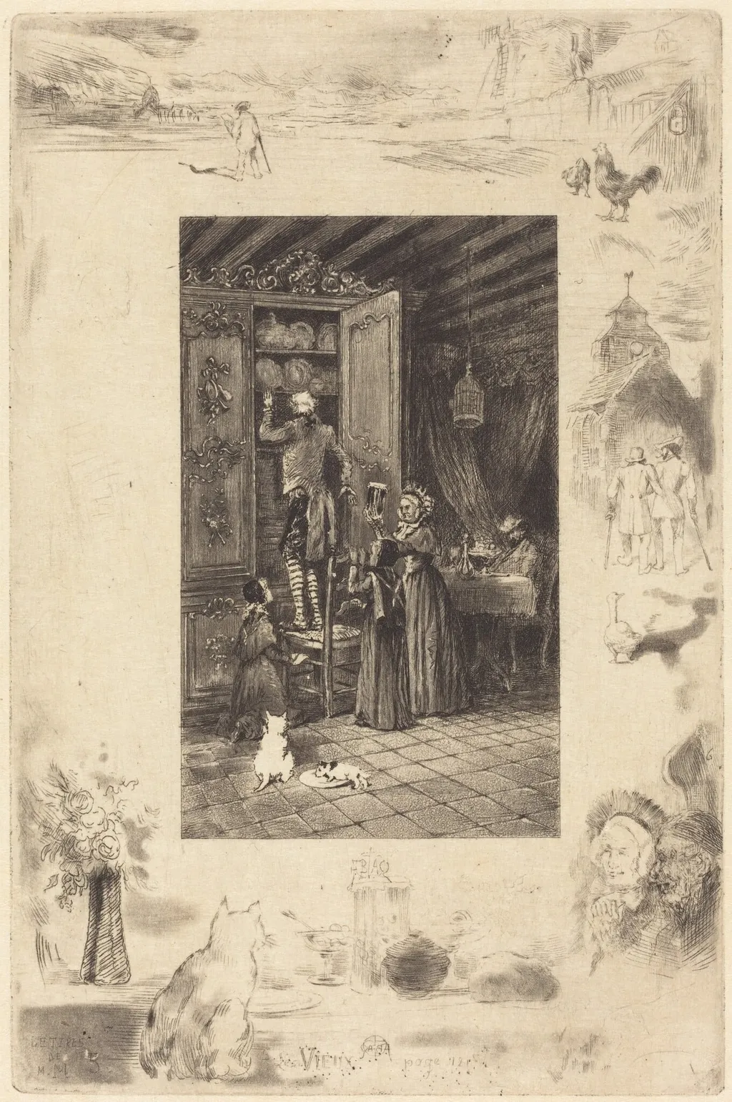 Les Vieux (The Elders), by Félix-Hilaire Buhot, ink, 1885