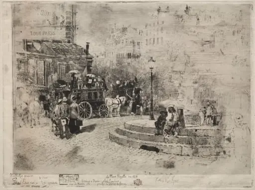 Place Pigalle en 1878, by Félix-Hilaire Buhot