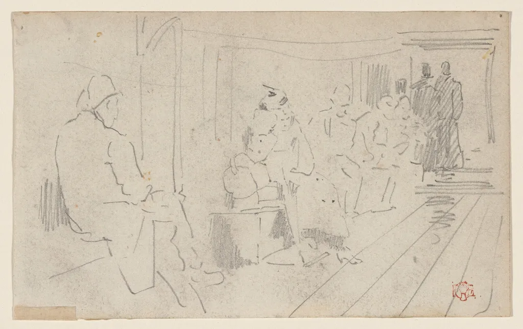 Preliminary Sketch for " The Passage" (La Traversee), by Félix-Hilaire Buhot, graphite, 1882