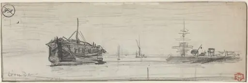 Shipping in the Port of London [recto], by Félix-Hilaire Buhot