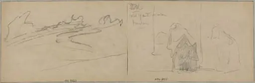 Studies of Clouds and an Old Woman, by Félix-Hilaire Buhot
