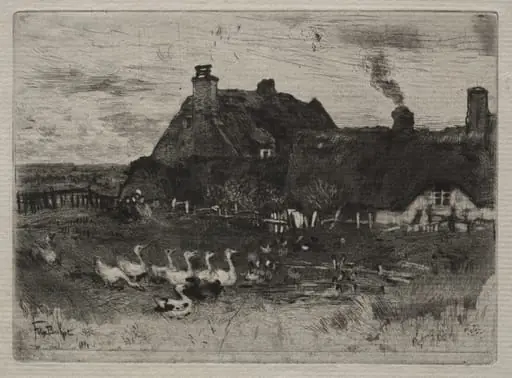 Thatched Cottages, by Félix-Hilaire Buhot
