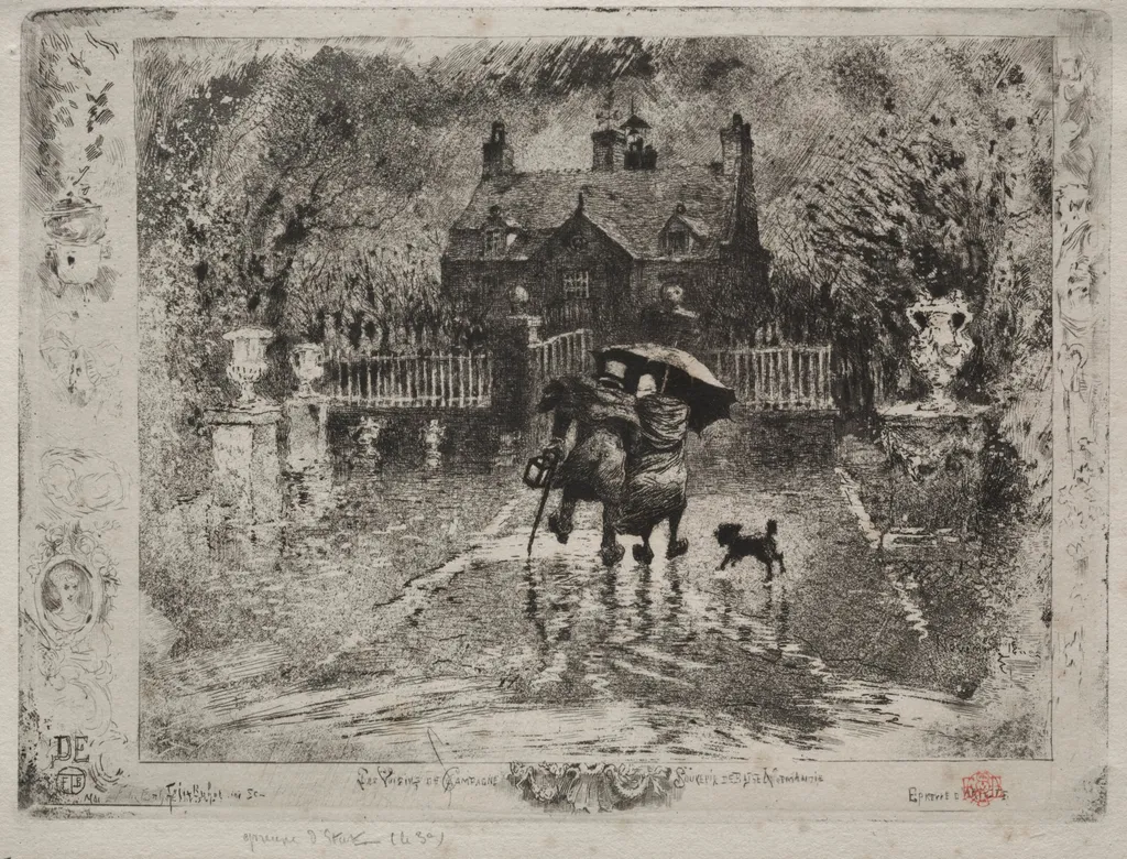 The Country Neighbors, by Félix-Hilaire Buhot, 1880