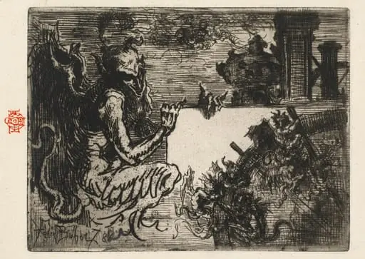 The Demon Printer, by Félix-Hilaire Buhot