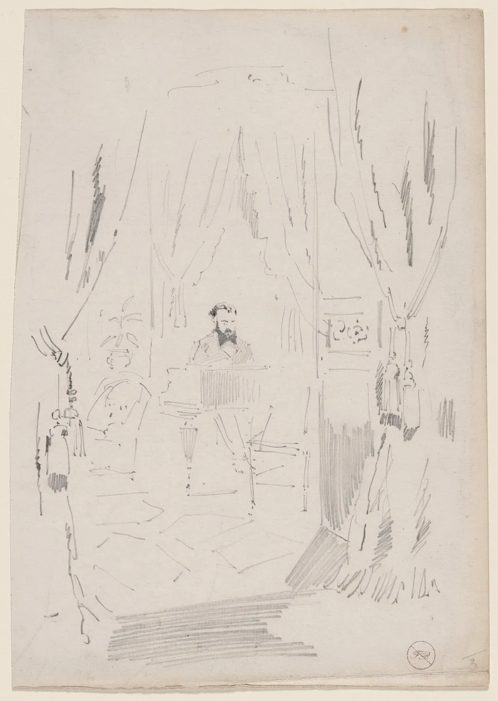 The Salon, by Félix-Hilaire Buhot, graphite, 1872