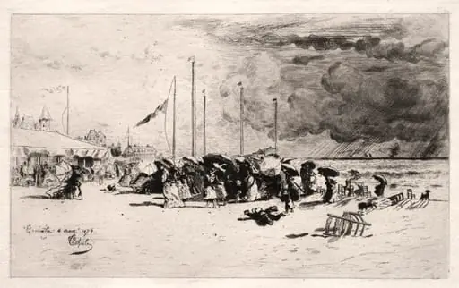 The Squall at Trouville, by Félix-Hilaire Buhot