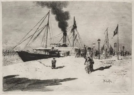The Wharf at Trouville, by Félix-Hilaire Buhot