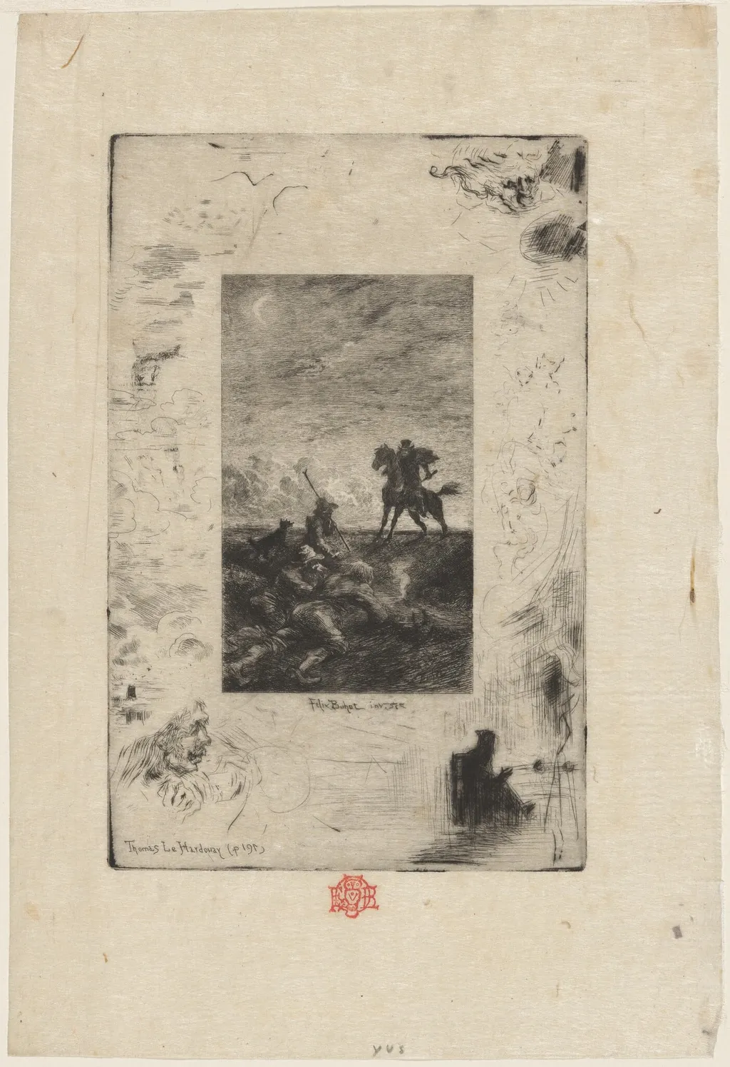 Thomas Le Hardouaye, by Félix-Hilaire Buhot, ink, 1873