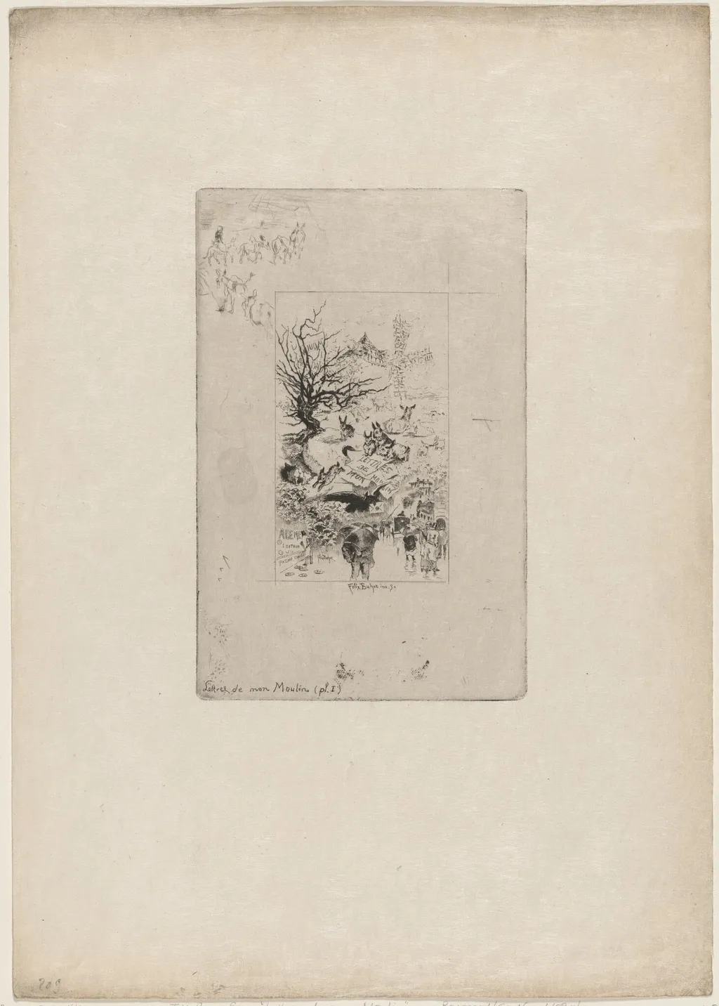 Title Page, by Félix-Hilaire Buhot, ink, 1879