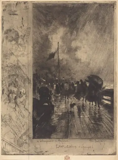 Un Débarquement en Angleterre (Landing in England), by Félix-Hilaire Buhot
