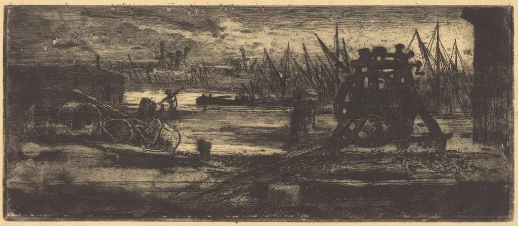 Un Vieux Chantier à Rochester (The Old Dock-yard at Rochester), by Félix-Hilaire Buhot, ink, 1872