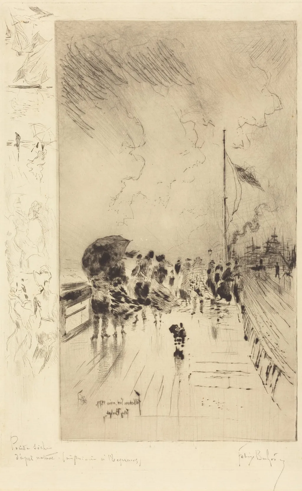 Une Jetée en Angleterre (A Pier in England), by Félix-Hilaire Buhot, ink, 1879