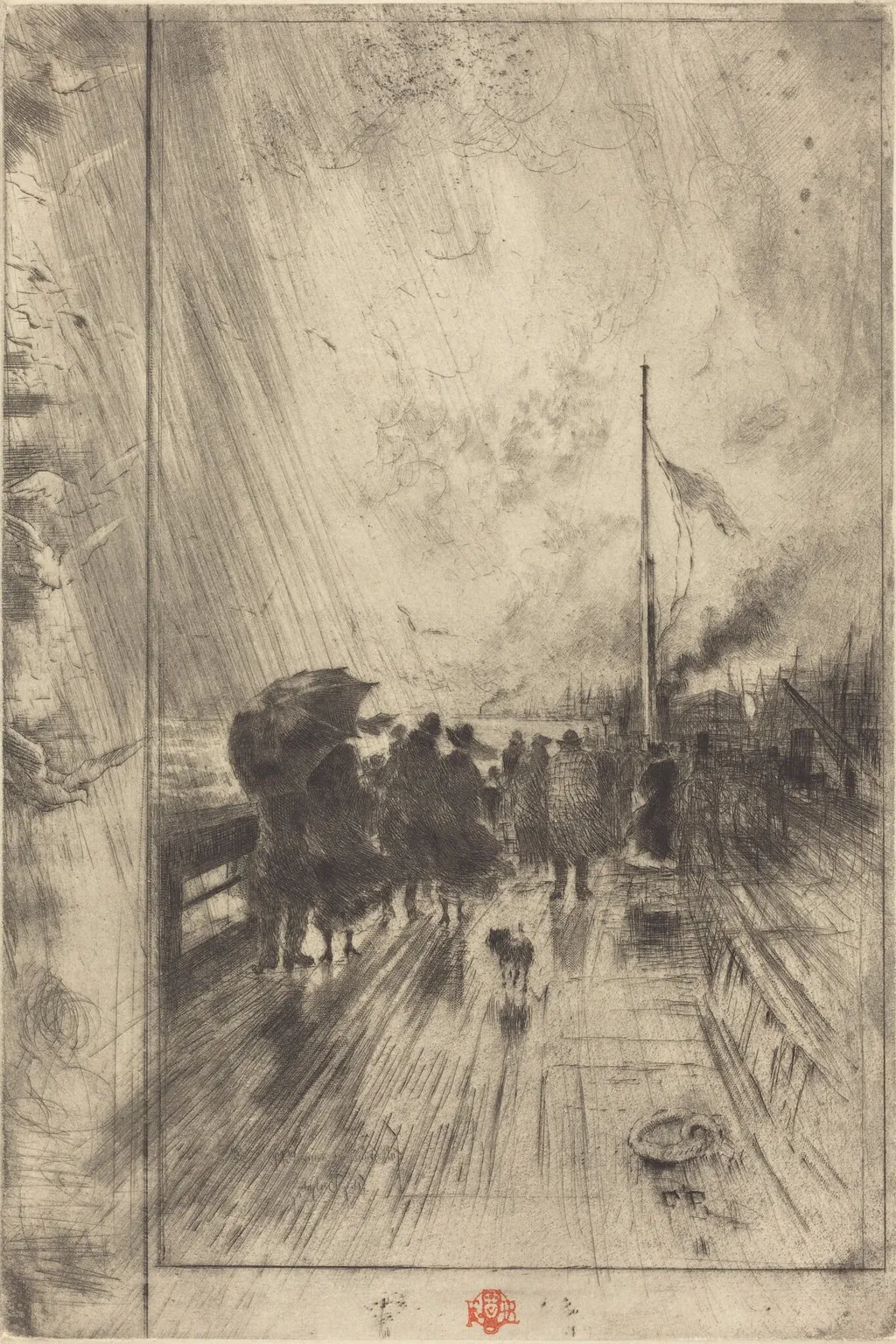 Une Jetée en Angleterre (A Pier in England), by Félix-Hilaire Buhot, ink, 1879