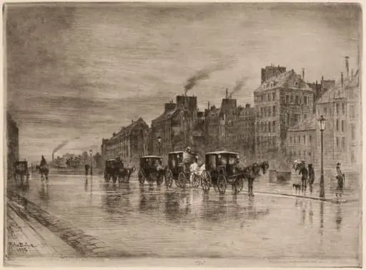 Une Matinée d'Hiver au Quai de l'Hôtel-Dieu (Winter Morning on the Quai de l'Hôtel-Dieu), by Félix-Hilaire Buhot
