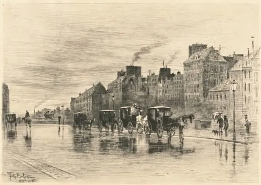 Une Matinée d'Hiver au Quai de l'Hôtel-Dieu (Winter Morning on the Quai de l'Hôtel-Dieu), by Félix-Hilaire Buhot