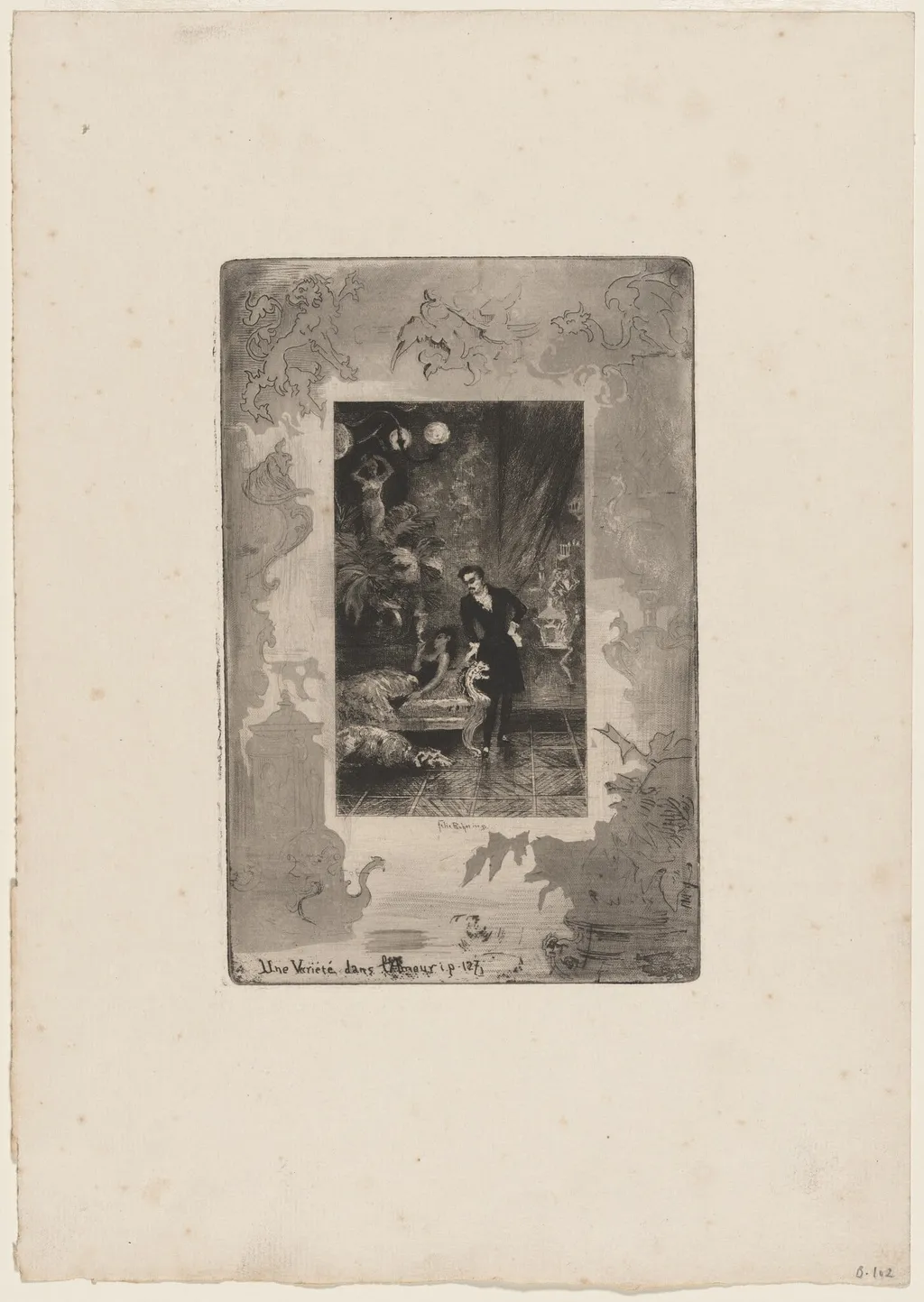 Une Variètè dans L'Amour, by Félix-Hilaire Buhot, ink, 1874