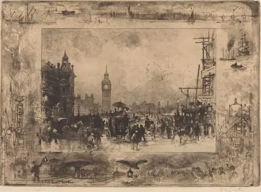 Westminster Bridge, by Félix-Hilaire Buhot