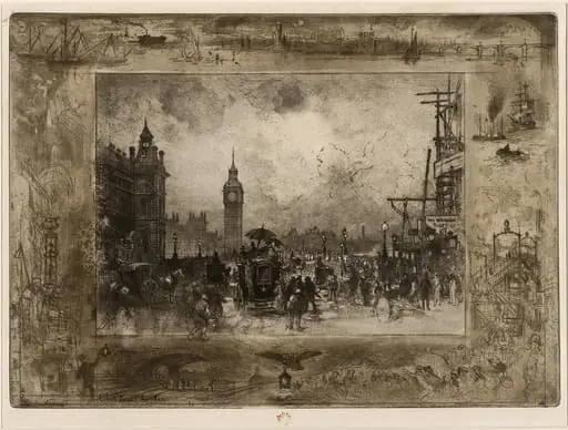 Westminster Bridge, by Félix-Hilaire Buhot
