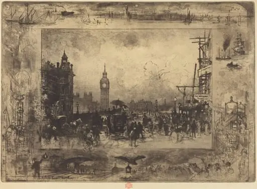 Westminster Bridge, by Félix-Hilaire Buhot