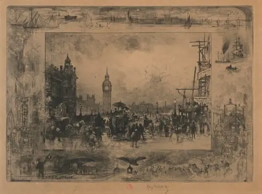 Westminster Bridge, or Westminster Tower, by Félix-Hilaire Buhot