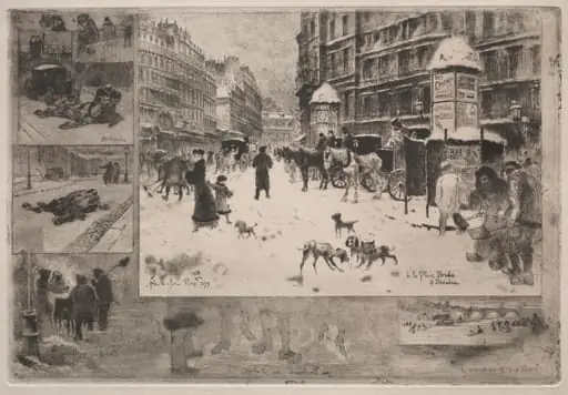 Winter in Paris, by Félix-Hilaire Buhot