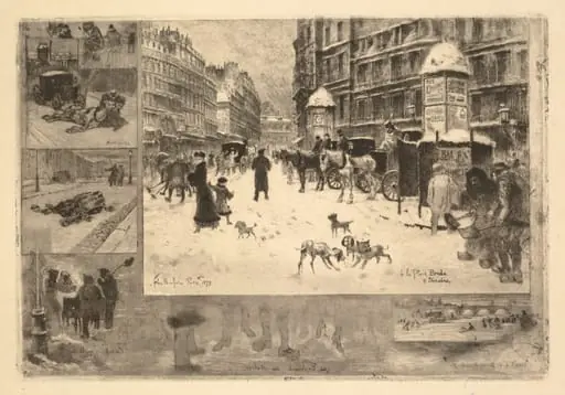 Winter in Paris (L’hiver à Paris or La neige à Paris), by Félix-Hilaire Buhot