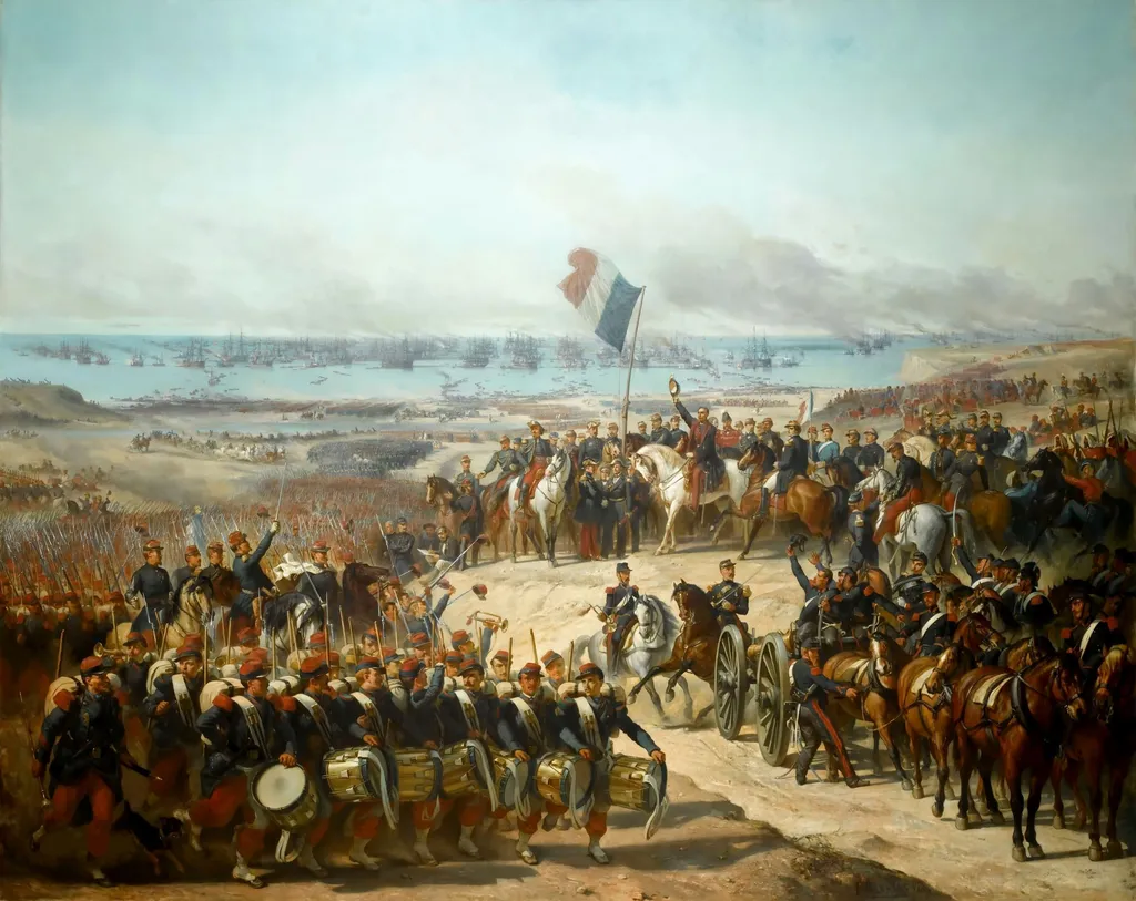 Débarquement de l'armée française à Old-Port (Crimée), 14 septembre 1854., by Félix-Joseph Barrias, oil, 1859