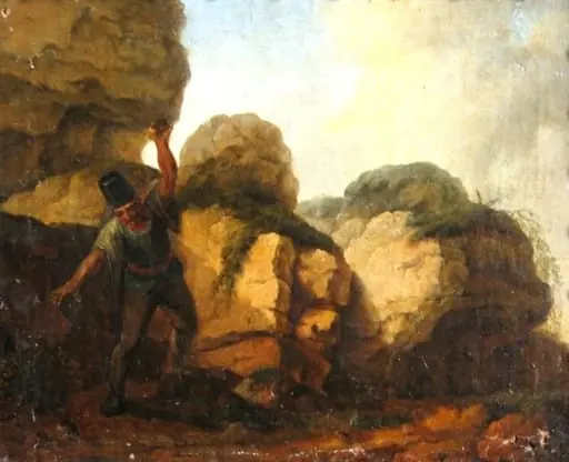Grup de stânci cu un om și două vipere ; pandant. Peisaj cu grup de stânci, by Felix Meyer