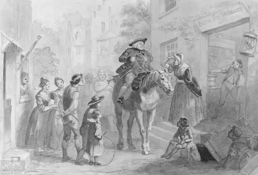 Village Scene with Dutch Colonial Figures (from Hosack Album), by Felix Octavius Carr Darley