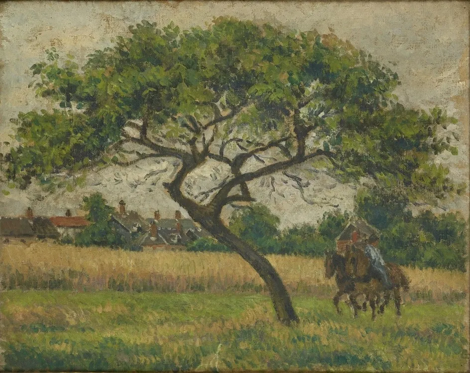 Landscape with Riders, by Félix Pissarro, oil, 1895