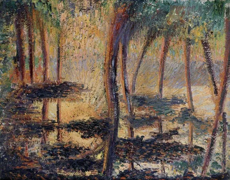Sunset through Pine Trees, by Félix Pissarro