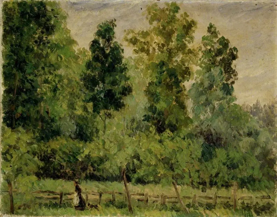 Wooded Landscape: A Woman walking with a Dog, by Félix Pissarro