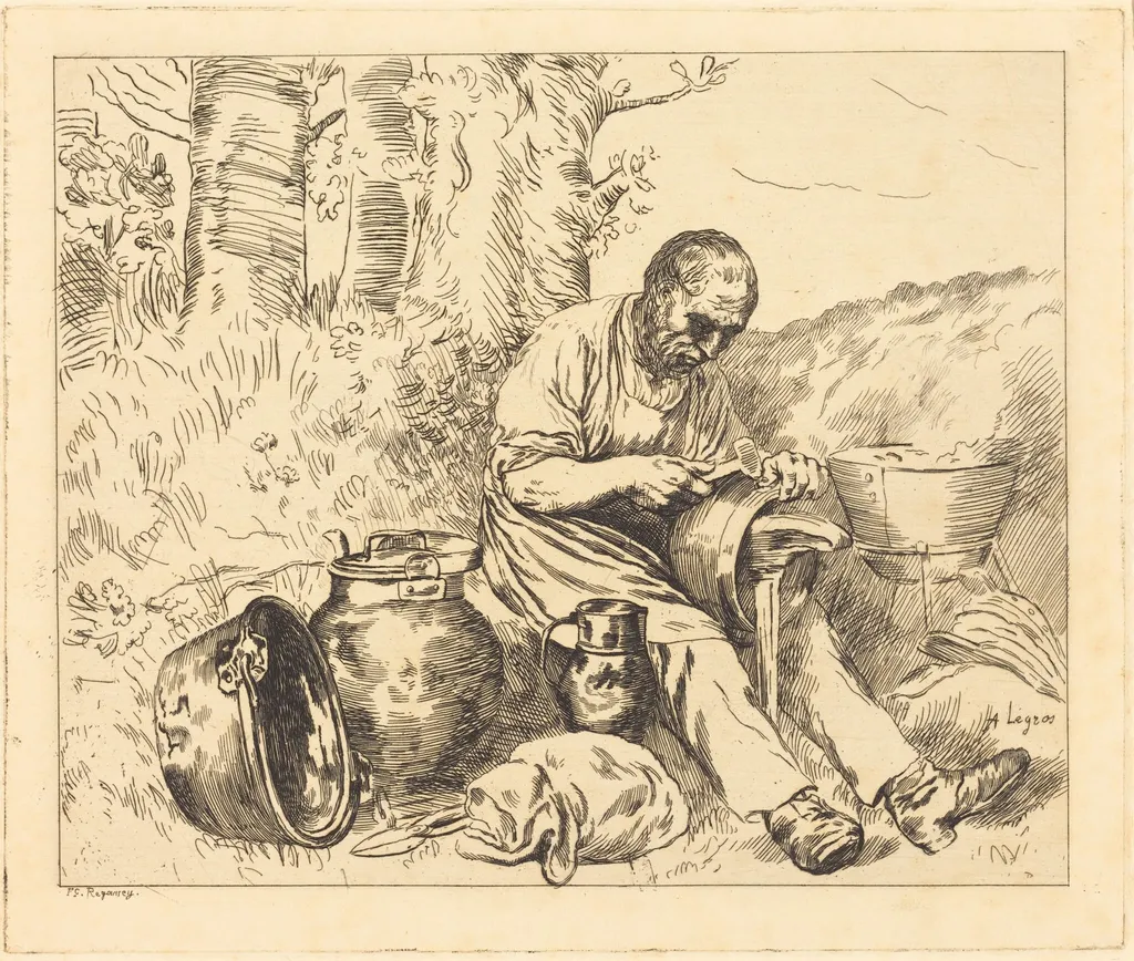 The Tinker (Le retameur), by Felix Régamey, ink, 1876