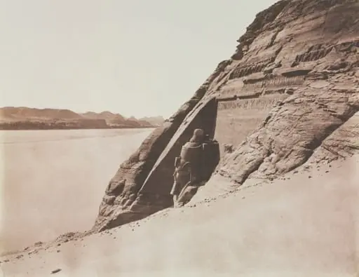 Large Speos - View taken from the Sand Slope (Temple of Ramesses II), Abu Simbel, by Félix Teynard