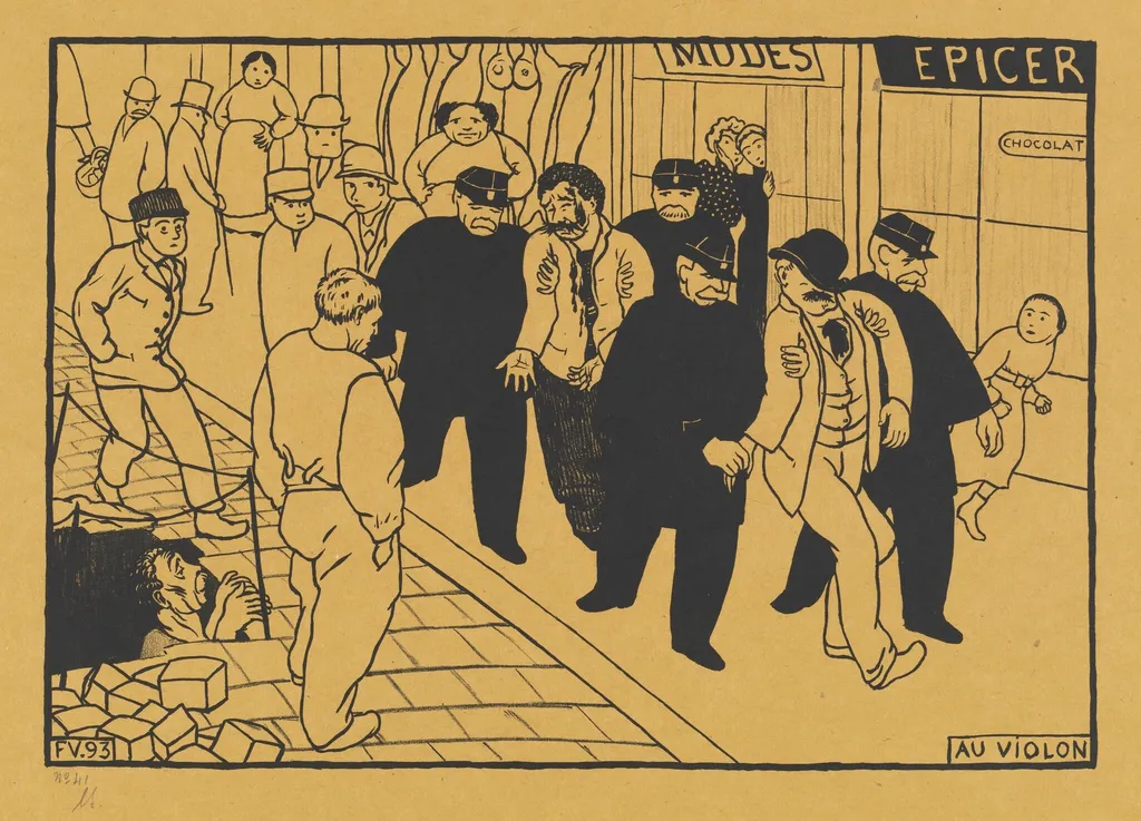 Au Violon (Off to the Jug), by Félix Vallotton, ink, 1893