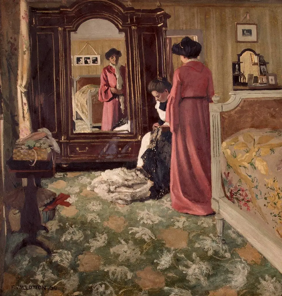 Interior, Bedroom with Two Figures, by Félix Vallotton
