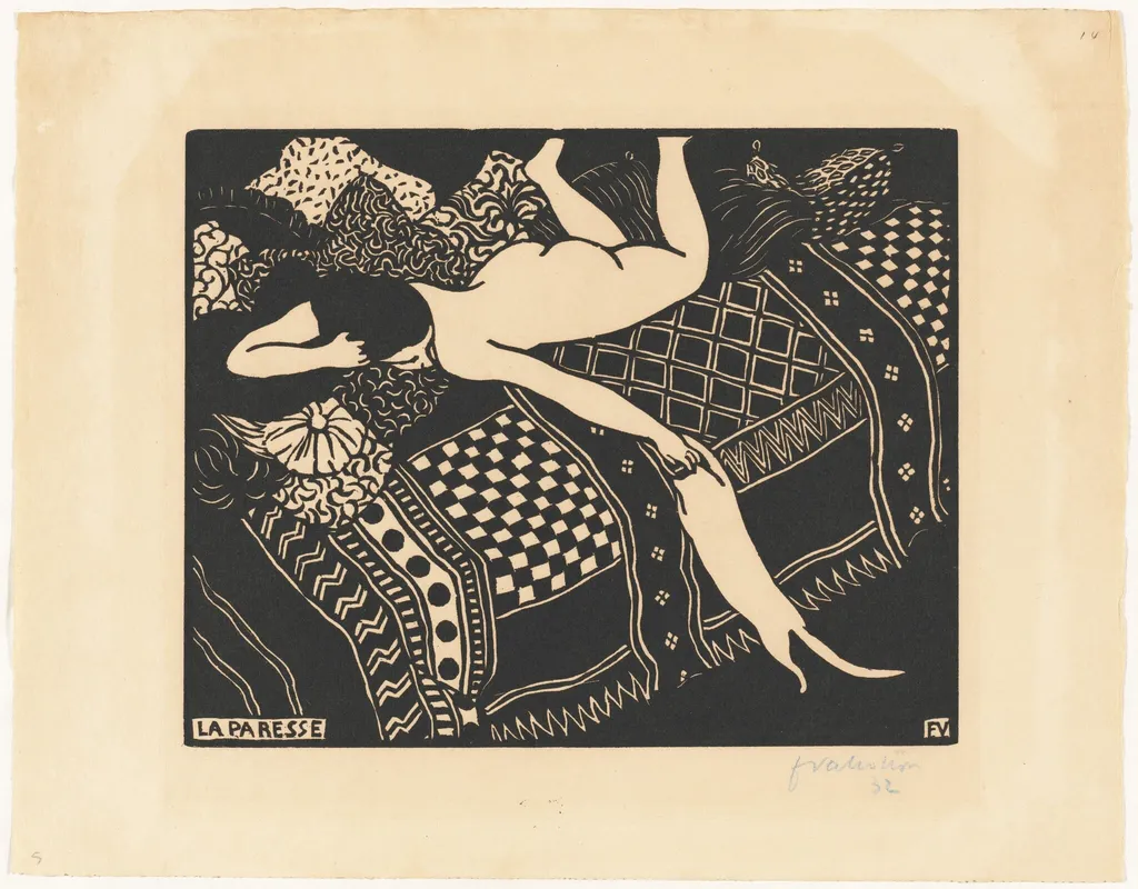 La paresse (Laziness), by Félix Vallotton, ink, 1896
