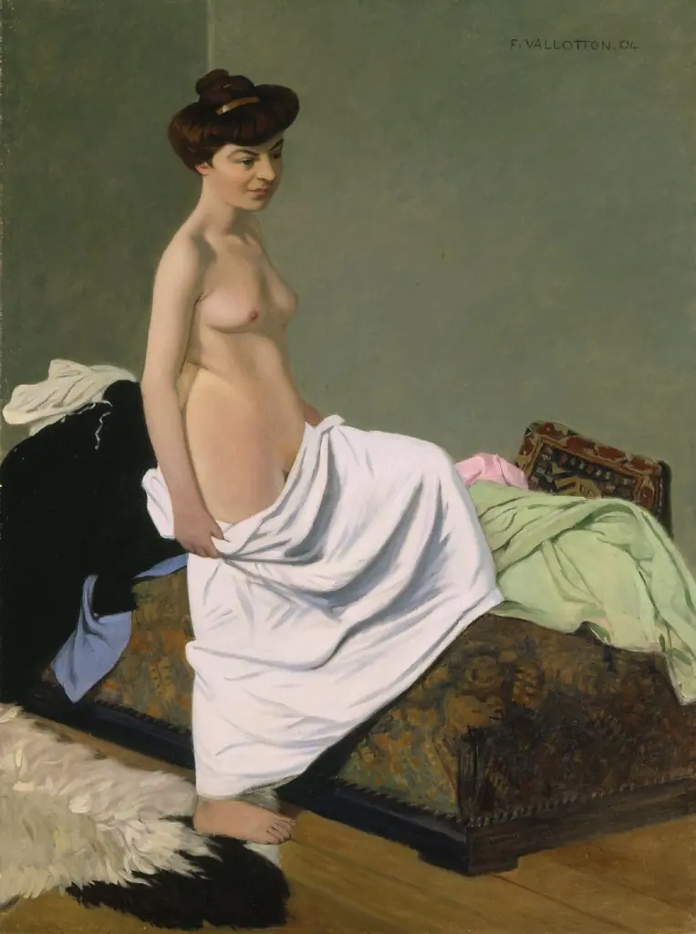 Standing Nude Holding Gown on Her Knee, by Félix Vallotton