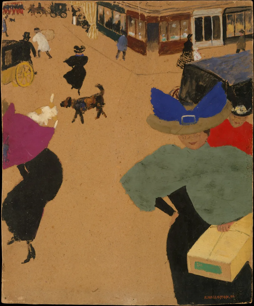 Street Scene in Paris (Coin de rue à Paris), by Félix Vallotton, gouache, 1898