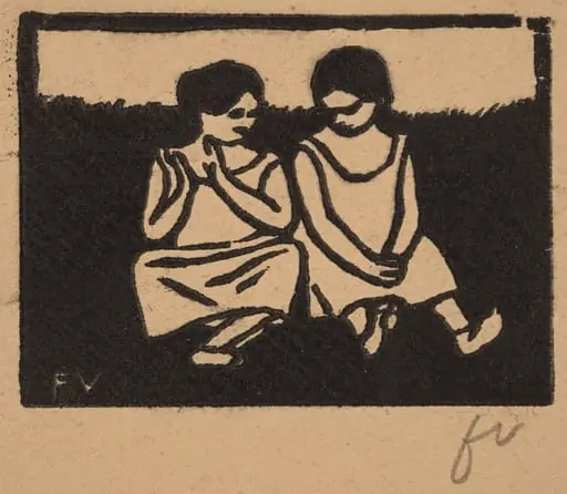 Two Girls in Chemises (Deux fillettes en chemise), by Félix Vallotton