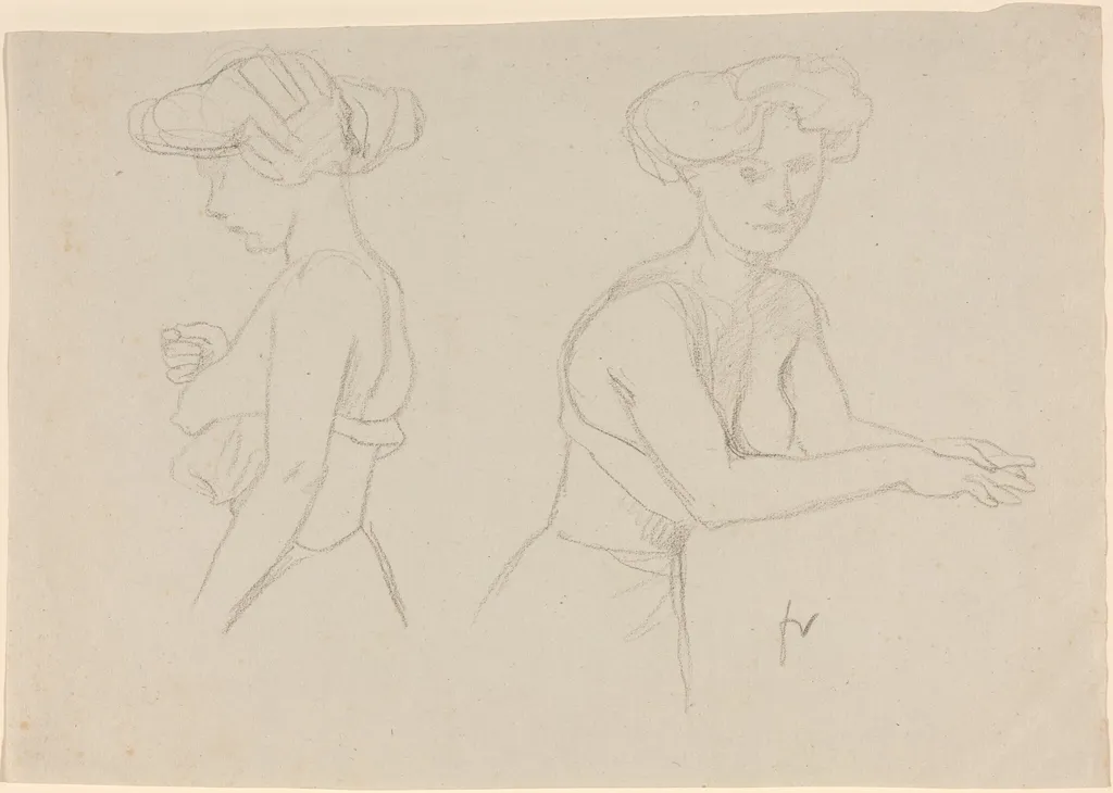 Two Studies of a Woman Dressing, by Félix Vallotton, chalk, 1894