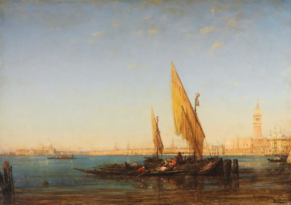 Venice: a Scene with Boats, by Félix Ziem, oil, 1890
