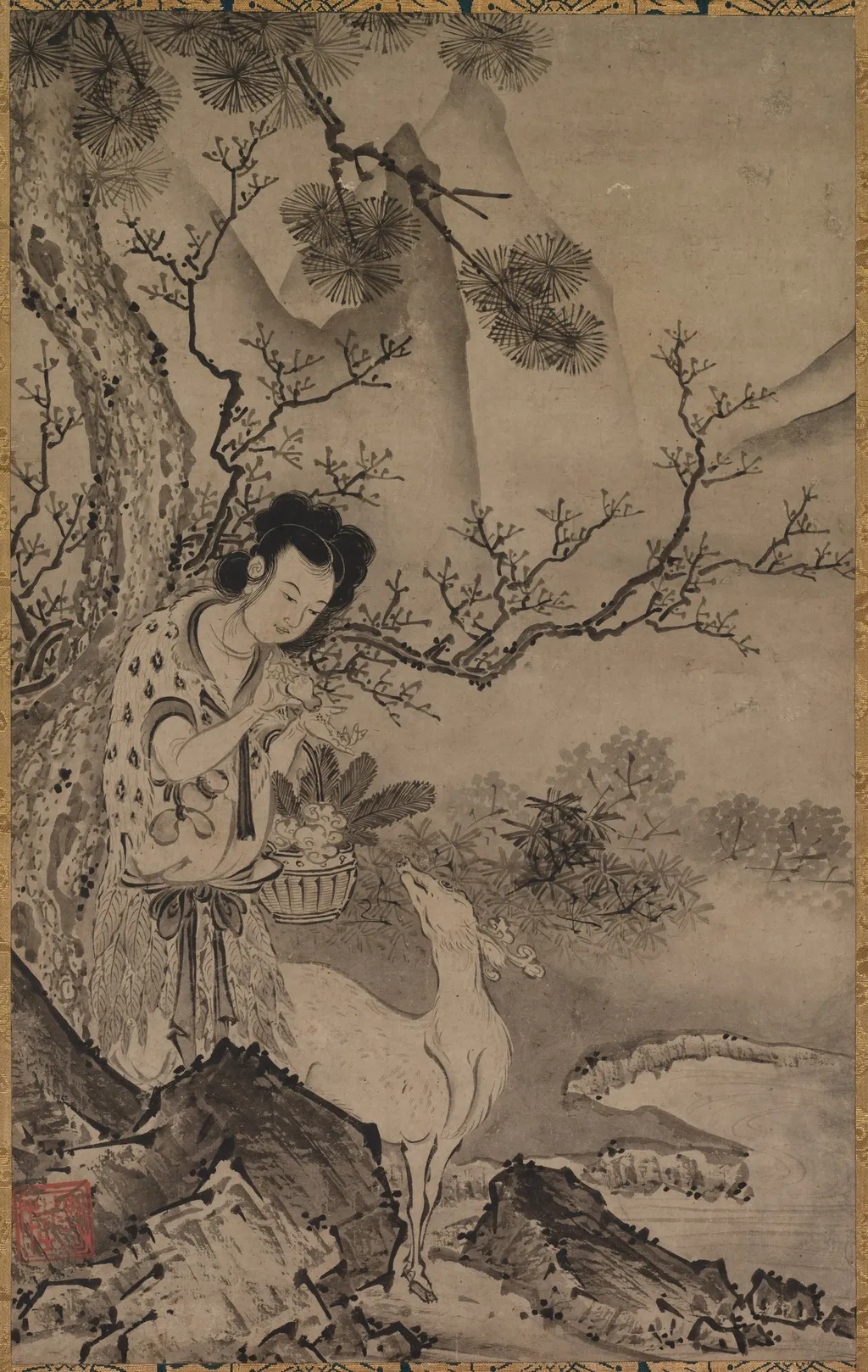 Female Daoist Figure in Landscape, unspecified, 1520