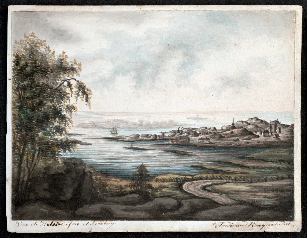 Helsinki 1810-luvulla koillisesta nähtynä, Suomenlinna, by Ferdinand Bergenheim, unspecified